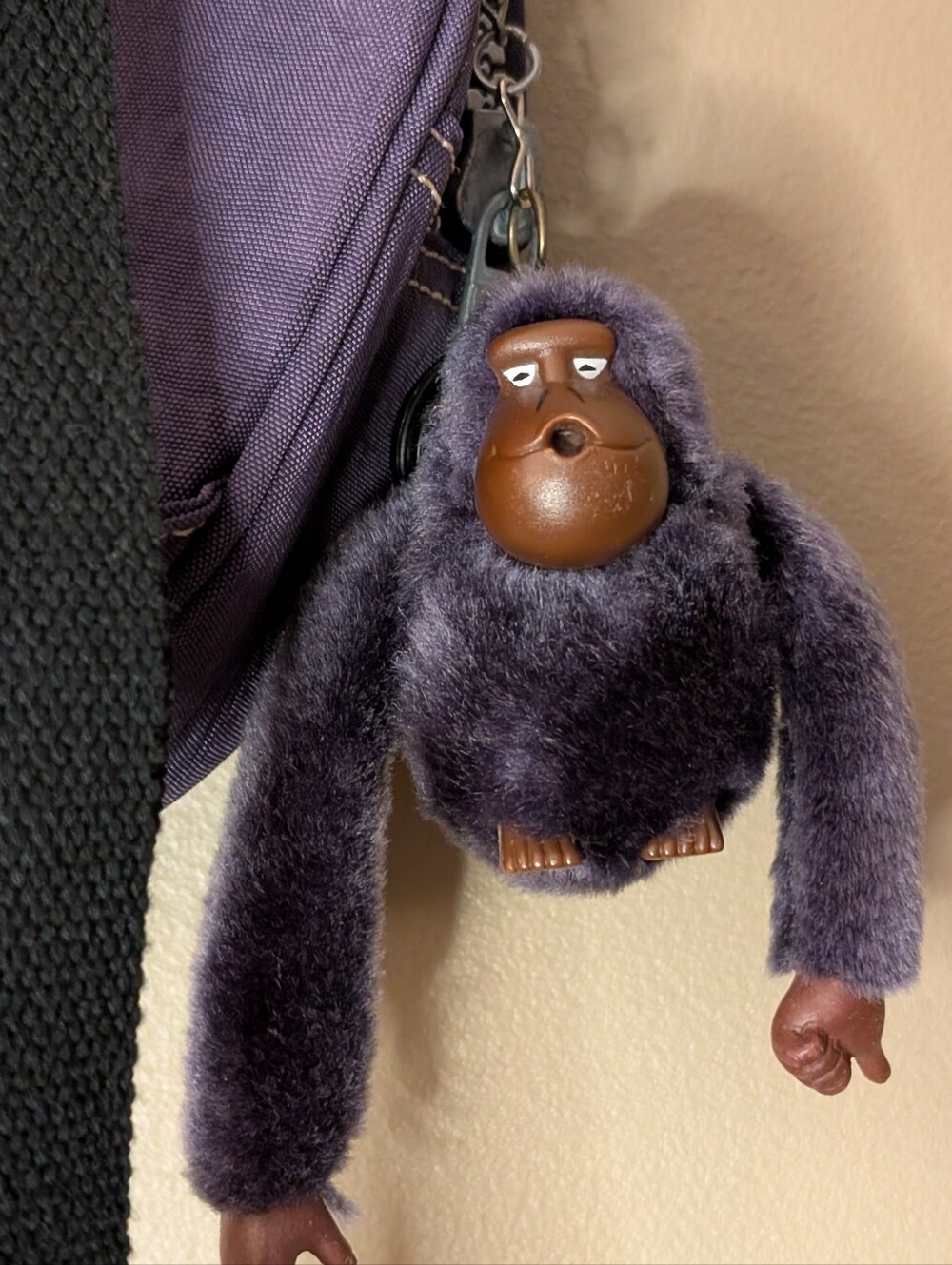 Vintage Kipling Purple Circle Backpack Rucksack plush Monkey charm keychain - Picture 4 of 8